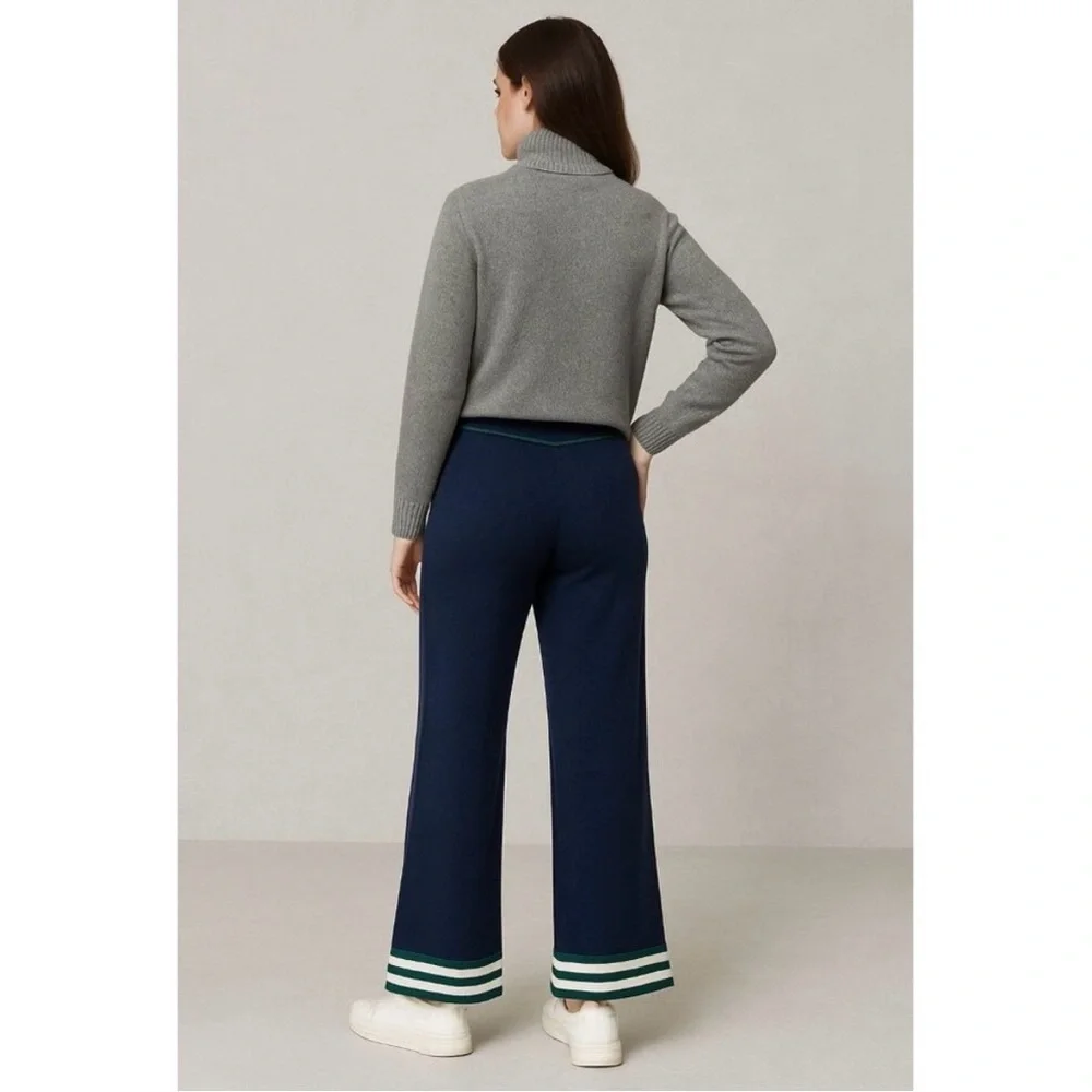 Caroline Constas Navy Pants with Striped Detail - Picture 2 of 6
